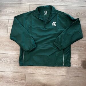 Green Quarter-Zip Pullover with Spartan Logo MSU